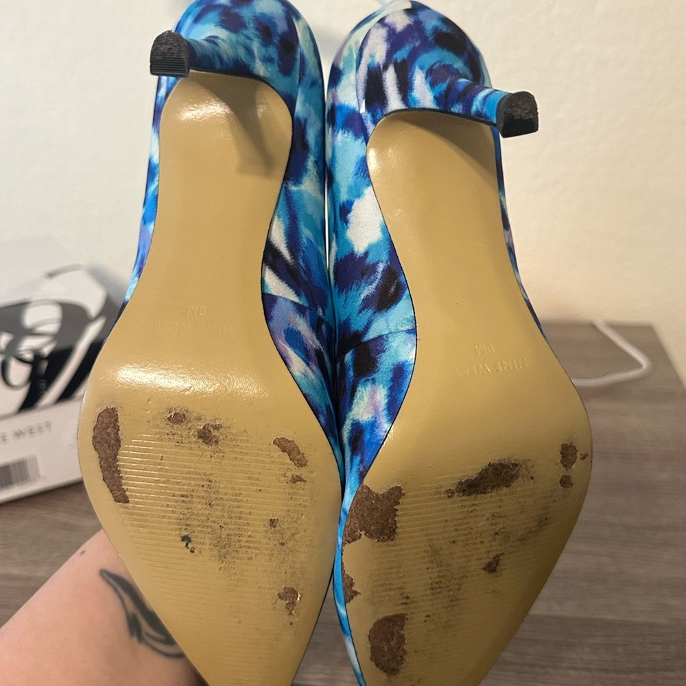 Blue Watercolor Nine Weat Pumps - Picture 4 of 5